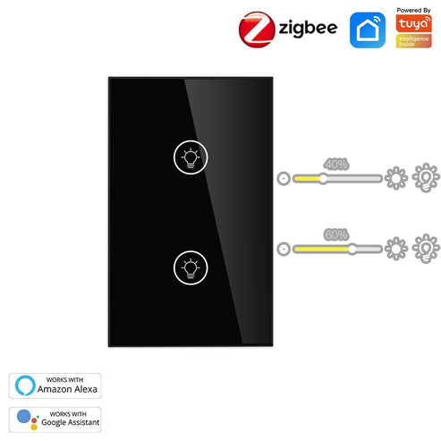 ZigBee Smart Dimmer Switch - Multi-Gang Smart Light Dimmer for Home, US Standard Single Pole, Neutral Wire Required, Works with Alexa/Google Home via ZigBee Hub, Touch Control Panel