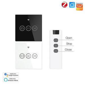 MOES ZigBee Curtain Switch Smart Touch – RF433 Roller Blinds & Shutter Switch, Works with Alexa/Google Home, SmartThings, Hub Required, Timer & Remote Control, Neutral Wire Required, EU Version