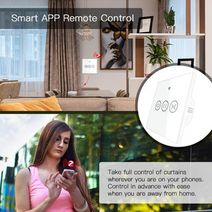 MOES ZigBee Curtain Switch Smart Touch – RF433 Roller Blinds & Shutter Switch, Works with Alexa/Google Home, SmartThings, Hub Required, Timer & Remote Control, Neutral Wire Required, EU Version