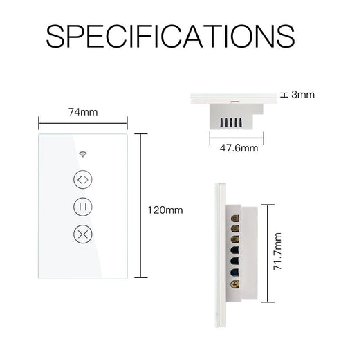 ZigBee & RF433 Smart Curtain Blinds Shutter Touch Switch – Neutral Wire Required, Works with Alexa/Google Home, SmartThings, Hub Required, Multi-Control, US Version (Timers & Remote Control)
