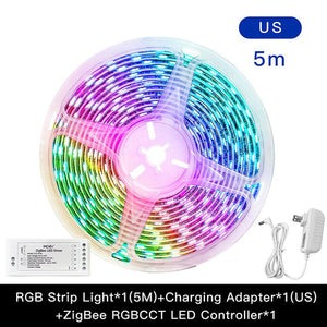 MOES ZigBee RGB Strip Light 16.4ft, Multicolor LED Strip with CCT (Tunable White) & 16 Million Colors, Smart LED Controller, Brightness Adjustable, Works with Alexa, Google Home, SmartThings, Home Assistant