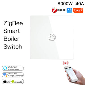 ZigBee Smart Boiler Touch Switch – Water Heater Switch, 20A 230V, Single Pole, Neutral Wire Required, EU Version, Works with Alexa, Google Home & SmartThings, Hub Required, App Control & Timer