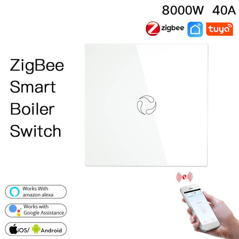 ZigBee Smart Boiler Touch Switch – Water Heater Switch, 20A 230V, Single Pole, Neutral Wire Required, EU Version, Works with Alexa, Google Home & SmartThings, Hub Required, App Control & Timer