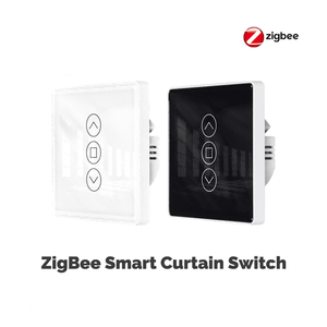 ZigBee Smart Curtain Switch, 2.5D Arc Glass Touch Panel, RF433 & ZigBee Dual Mode, Works with Alexa/Google Home, Hub Required for Smart Blinds, Shutters & Motorized Curtains