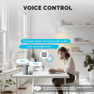 Zigbee Smart Dimmer Switch Module - 1 Gang & 2 Gang, DIY Installation, Works with Alexa/Google Home, No Neutral Required, Smooth 0-100% Dimming, Timer Function, Requires Zigbee Hub (90-250V)