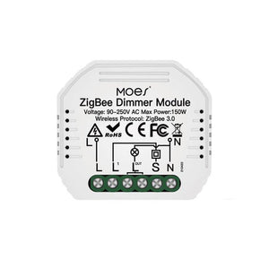 MOES ZigBee Dimmer Module - Smart Switch Relay 1 Gang & 2 Gang, Requires MOES Hub, Works with Alexa/Google Home, Smart Life/Tuya App, No Neutral Wire, 90-250V, Dimming & Switch Control