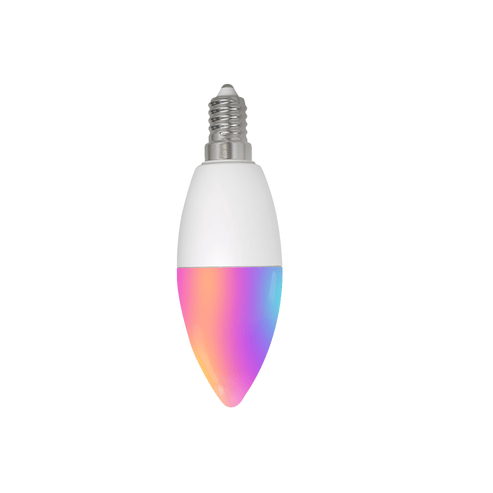 ZigBee Smart E14 Candle Bulb, 5W RGBCCT Color Changing (2200K-6500K), Dimmable LED Light, Works with Alexa & Google Home, Voice Control, Candelabra Bulb for Chandeliers & Lamps, Tunable White + RGB