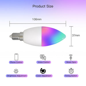 ZigBee Smart E14 Candle Bulb, 5W RGBCCT Color Changing (2200K-6500K), Dimmable LED Light, Works with Alexa & Google Home, Voice Control, Candelabra Bulb for Chandeliers & Lamps, Tunable White + RGB