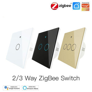 ZigBee 2 Way Smart Light Switch - Touch & Multi-Control Panel, Neutral Wire Optional, No Capacitor Needed, Works with Alexa/Google Home, EU Version (Requires ZigBee Hub)