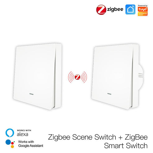 Smart ZigBee Scene Push Button Switch - Single Pole, Neutral Wire Optional, No Capacitor Needed, Works with Alexa/Google Home, Hub Required for Smart Lighting Control