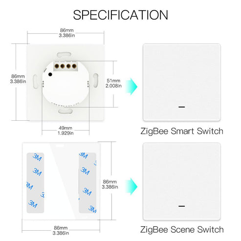 Smart ZigBee Scene Push Button Switch - Single Pole, Neutral Wire Optional, No Capacitor Needed, Works with Alexa/Google Home, Hub Required for Smart Lighting Control