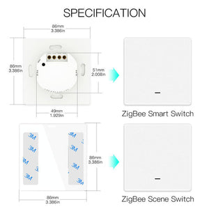 Smart ZigBee Scene Push Button Switch - Single Pole, Neutral Wire Optional, No Capacitor Needed, Works with Alexa/Google Home, Compatible with SmartThings & Hubitat, for Smart Lighting & Home Automation