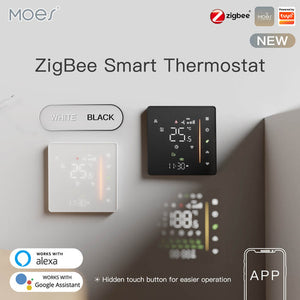 Zigbee Smart Thermostat for Gas & Water Heater – Programmable Digital Room Thermostat, WiFi Compatible, Energy Saving, Works with Alexa & Google Home, Easy Installation, LCD Touchscreen