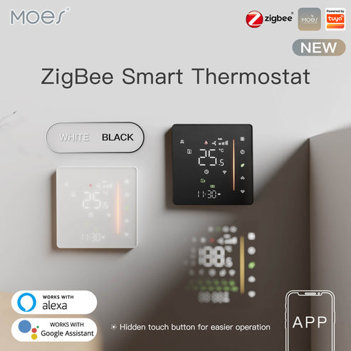 Zigbee Smart Thermostat for Gas & Water Heater – Programmable Digital Room Thermostat, WiFi Compatible, Energy Saving, Works with Alexa & Google Home, Easy Installation, LCD Touchscreen