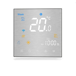 Zigbee Smart Thermostat for Water/Gas Boiler & Electric Floor Heating - Programmable Temperature Controller with Brushed Metal Panel, Works with Alexa, Google Home & SmartThings, Energy Saving