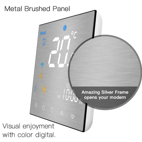 Zigbee Smart Thermostat for Water/Gas Boiler & Electric Floor Heating - Programmable Temperature Controller with Brushed Metal Panel, Works with Alexa, Google Home & SmartThings, Energy Saving