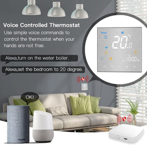 Zigbee Smart Thermostat for Water/Gas Boiler & Electric Floor Heating - Programmable Temperature Controller with Brushed Metal Panel, Works with Alexa, Google Home & SmartThings, Energy Saving