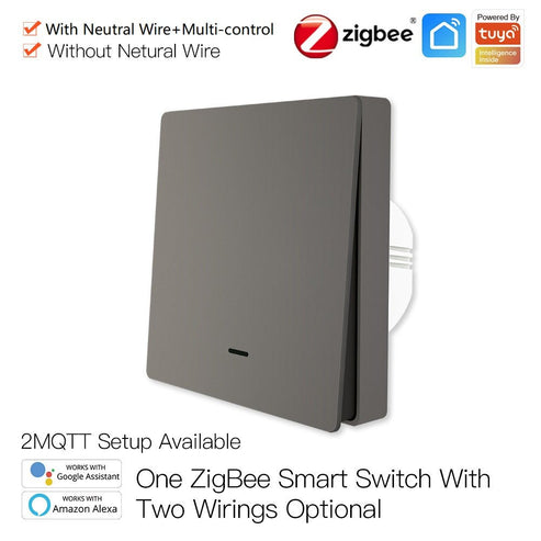 ZigBee Smart Light Switch 1/2/3 Gang - Push Button Multi-Control, Neutral Wire Optional, Works with Alexa & Google Home, Requires Hub (EU Version)