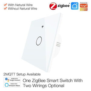 ZigBee 2 Way Smart Light Switch - Touch & Multi-Control Panel, Neutral Wire Optional, No Capacitor Needed, Works with Alexa/Google Home, EU Version (Requires ZigBee Hub)
