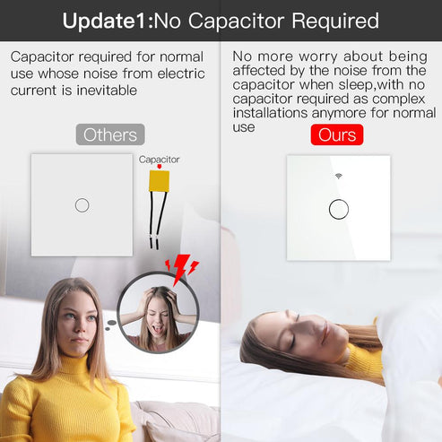 ZigBee 2 Way Smart Light Switch - Touch & Multi-Control Panel, Neutral Wire Optional, No Capacitor Needed, Works with Alexa/Google Home, EU Version (Requires ZigBee Hub)