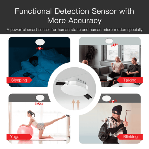 Zigbee/WiFi Smart Human Presence Detector - mmWave Radar & PIR Dual Detection, Ceiling Mount, Works with Alexa/Google Home, for Home/Office Automation, Accurate Motion Sensing