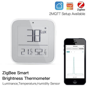 Bluetooth Smart Thermometer - Real-Time Temperature & Humidity Sensor with Light Sensitivity, Wireless Brightness Detection, Works with iOS/Android, Home/Office Use