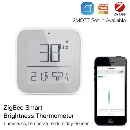 Bluetooth Smart Thermometer - Real-Time Temperature & Humidity Sensor with Light Sensitivity, Wireless Brightness Detection, Works with iOS/Android, Home/Office Use